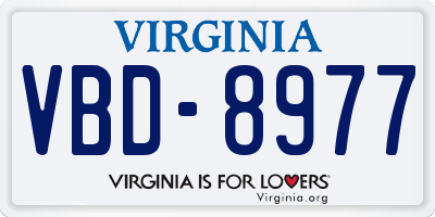 VA license plate VBD8977