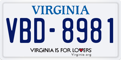 VA license plate VBD8981