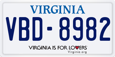 VA license plate VBD8982