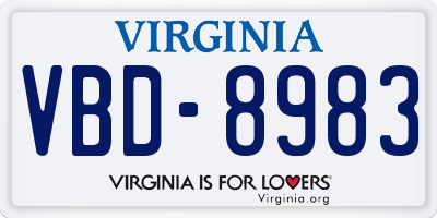 VA license plate VBD8983