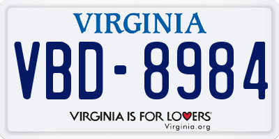 VA license plate VBD8984