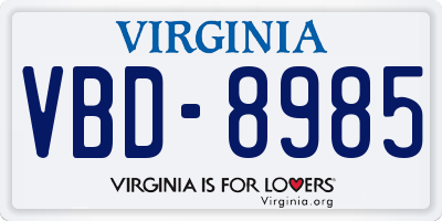 VA license plate VBD8985
