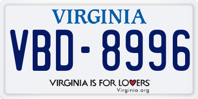 VA license plate VBD8996