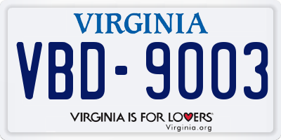 VA license plate VBD9003
