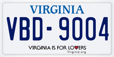 VA license plate VBD9004