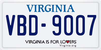VA license plate VBD9007