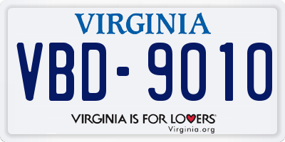 VA license plate VBD9010