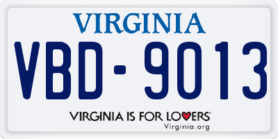 VA license plate VBD9013
