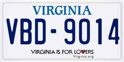 VA license plate VBD9014