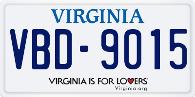 VA license plate VBD9015
