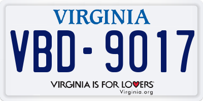 VA license plate VBD9017