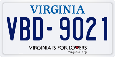 VA license plate VBD9021