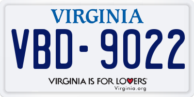 VA license plate VBD9022