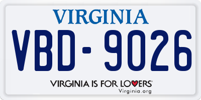 VA license plate VBD9026