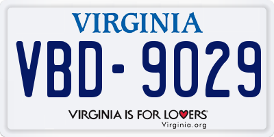 VA license plate VBD9029