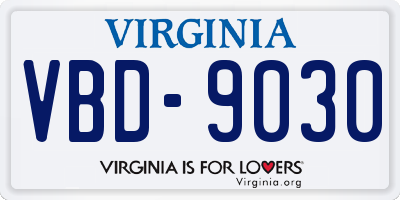 VA license plate VBD9030