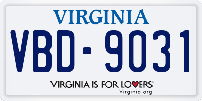 VA license plate VBD9031