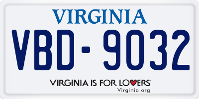 VA license plate VBD9032