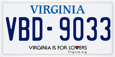 VA license plate VBD9033