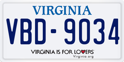 VA license plate VBD9034