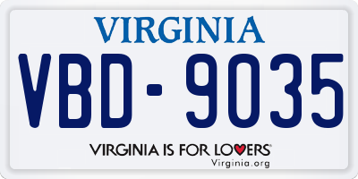 VA license plate VBD9035