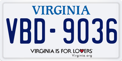VA license plate VBD9036