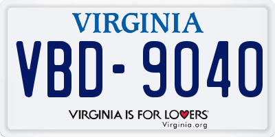VA license plate VBD9040