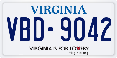 VA license plate VBD9042