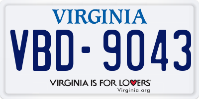 VA license plate VBD9043