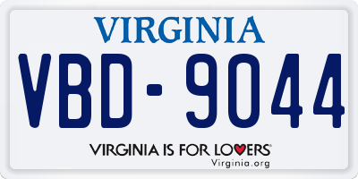 VA license plate VBD9044