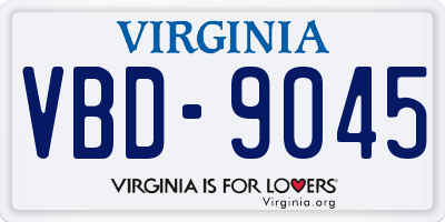 VA license plate VBD9045