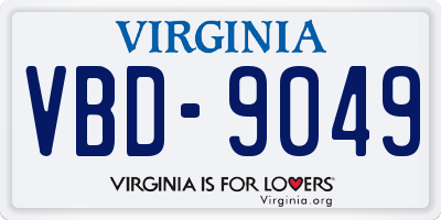VA license plate VBD9049