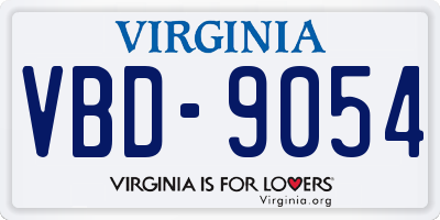 VA license plate VBD9054