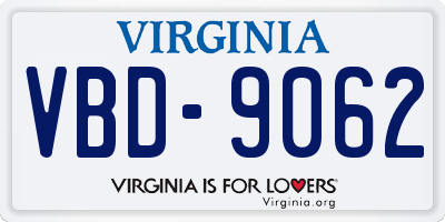 VA license plate VBD9062
