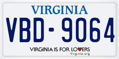 VA license plate VBD9064