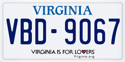 VA license plate VBD9067