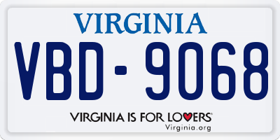 VA license plate VBD9068