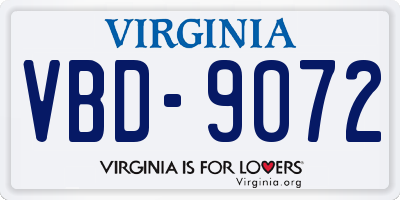 VA license plate VBD9072