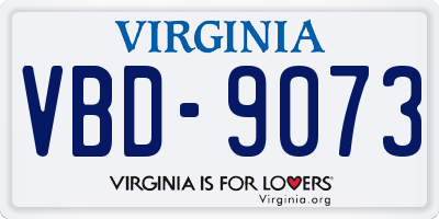 VA license plate VBD9073