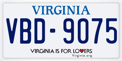 VA license plate VBD9075