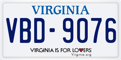 VA license plate VBD9076