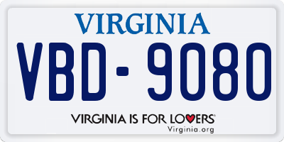 VA license plate VBD9080