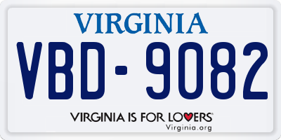 VA license plate VBD9082