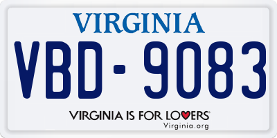 VA license plate VBD9083