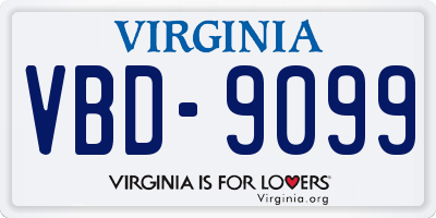 VA license plate VBD9099