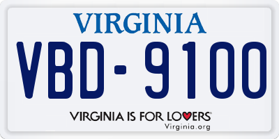 VA license plate VBD9100