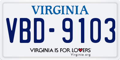 VA license plate VBD9103