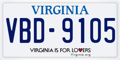 VA license plate VBD9105