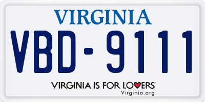 VA license plate VBD9111
