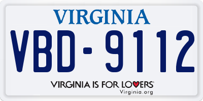 VA license plate VBD9112